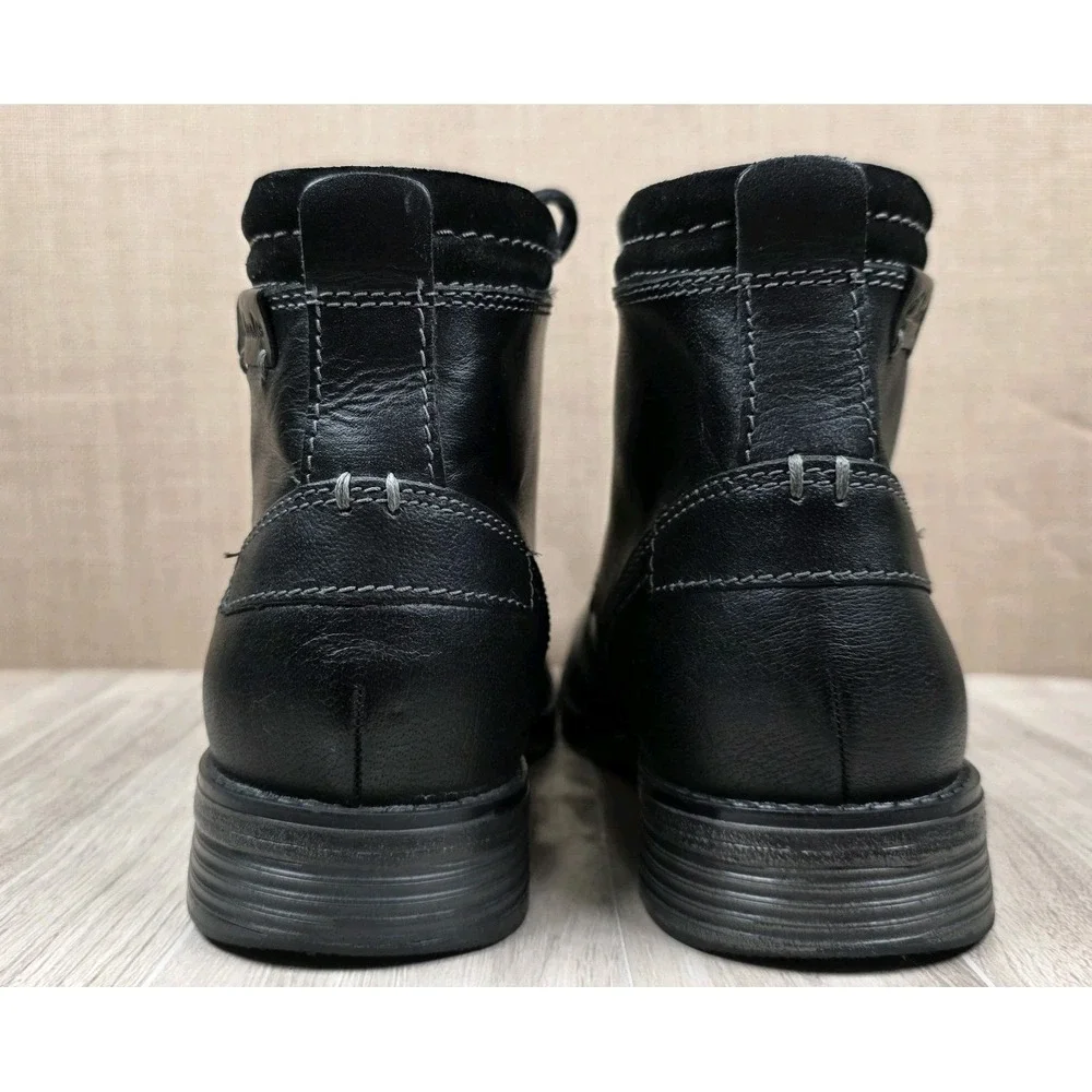 Clarks Men's Devington Hi Chukka Tobacco Boots Black Leather Wingtip US Size 9M